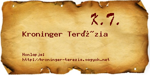 Kroninger Terézia névjegykártya